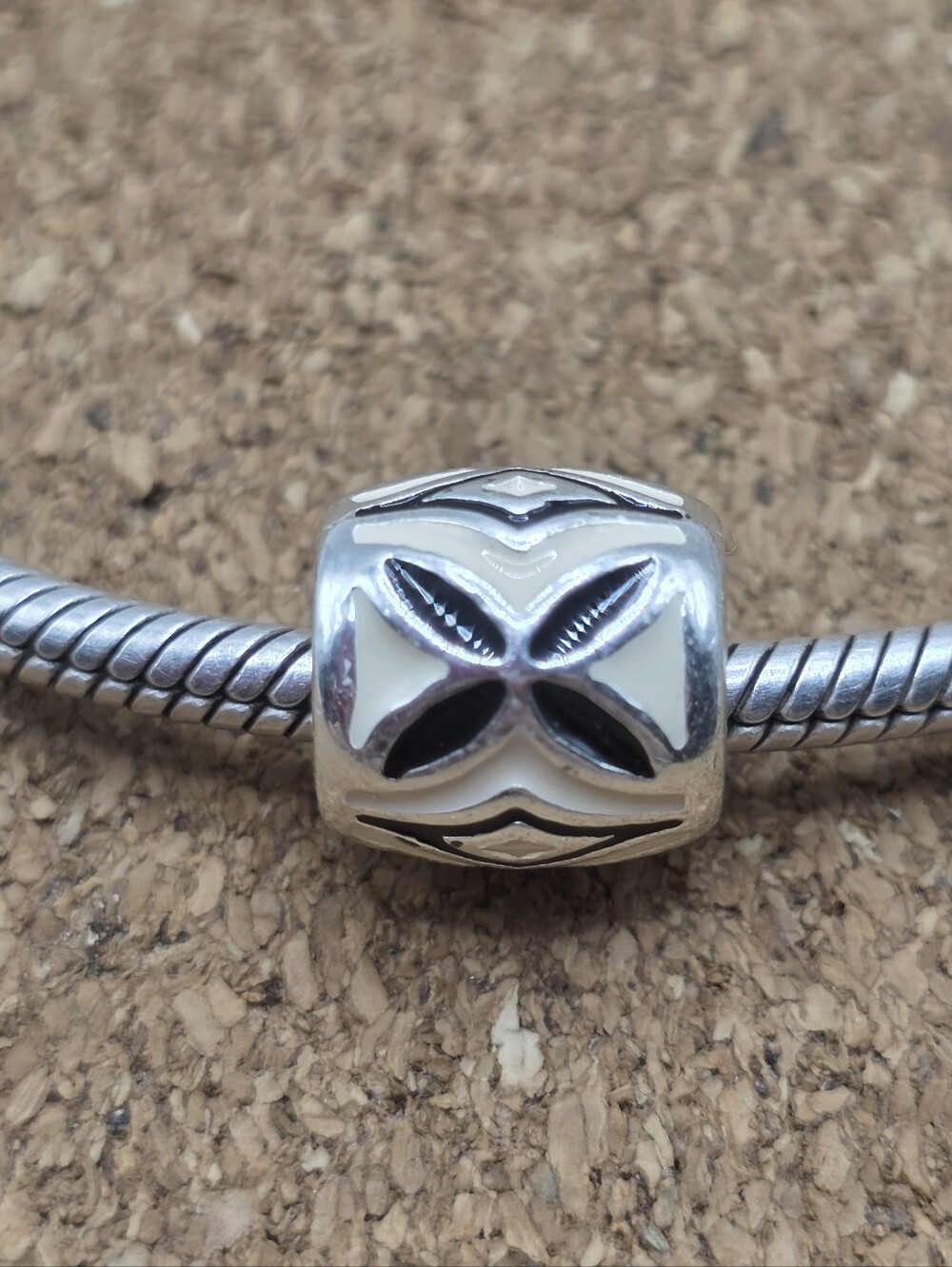 5/$25 ❤️ BLACK AND CREAM PETAL SPACER CHARM BEAD FOR PANDORA
